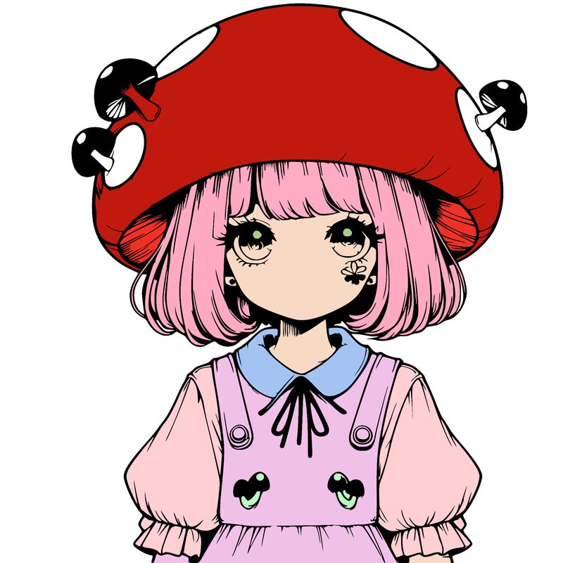 realistic manga girl in mushroom outfit
