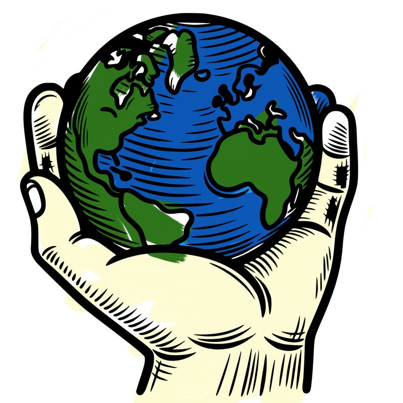 hand holding earth