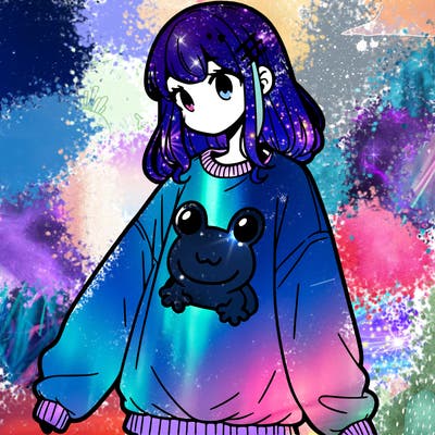 girl wearing frogging sweatshirt