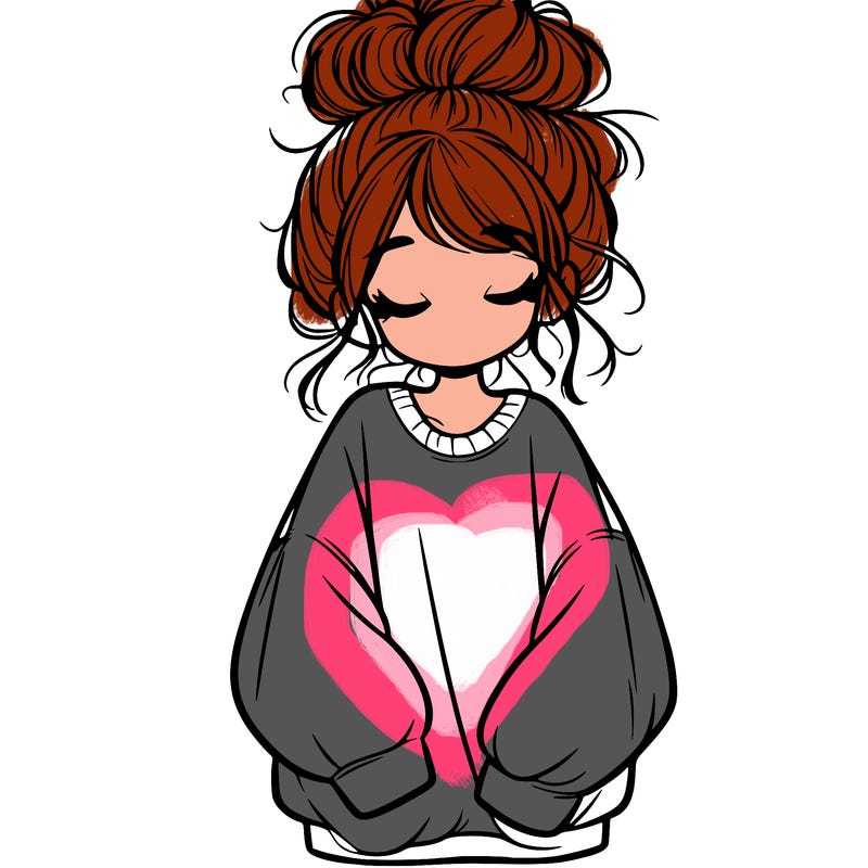 girl with baggy sweatshirt and messy bun
