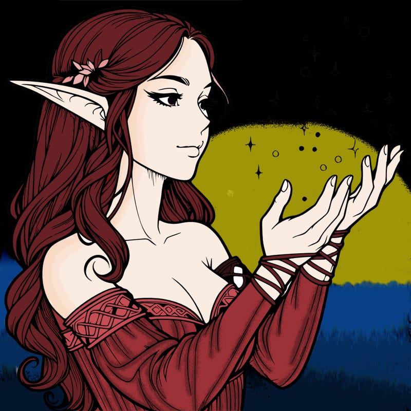 realistic elf girl doing magic