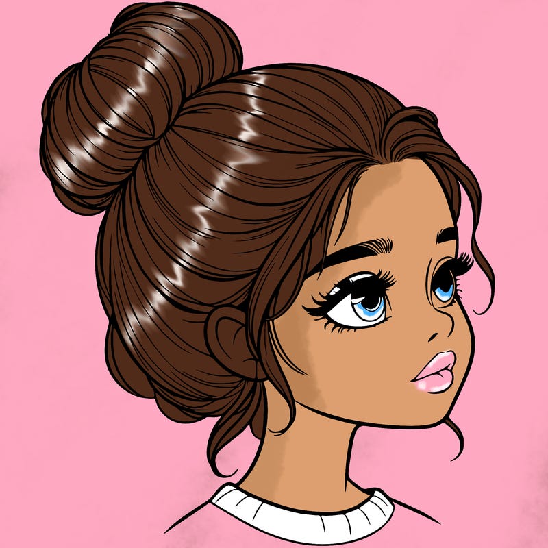 realistic girl with bun