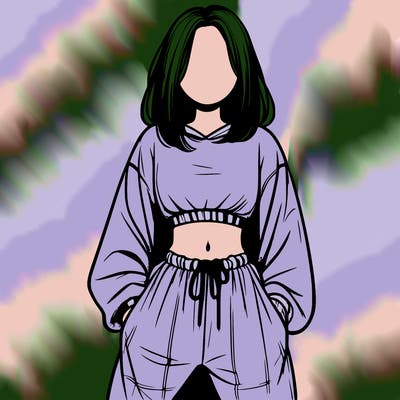 realistic girl faceless with baggy pants and a crop top