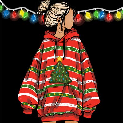 realistic girl with a oversized sweatshirt on and a bun