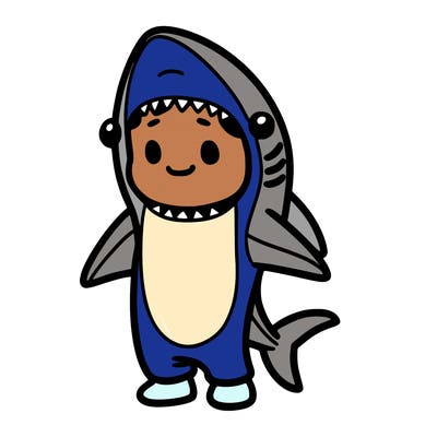 person in shark costume