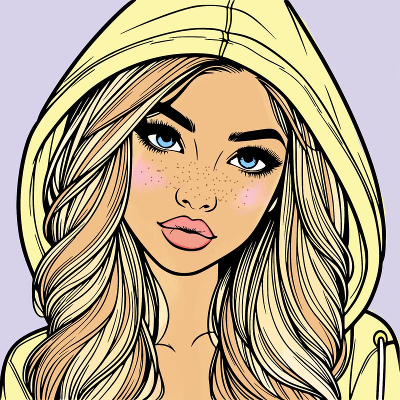 realistic beautiful girl with a hood on