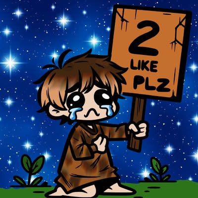 small poor toddler crying with sign that says 2 like plz