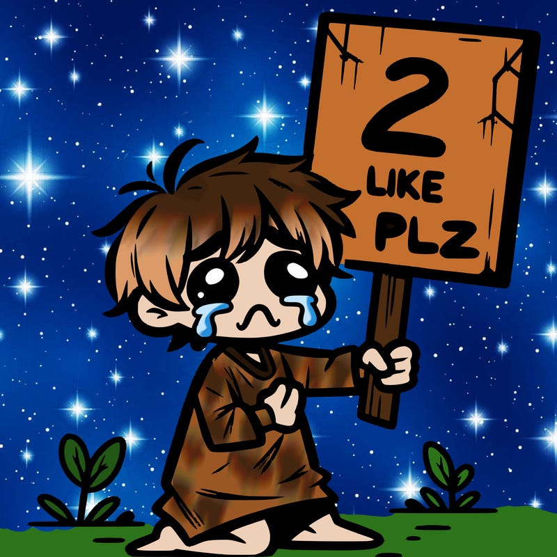 small poor toddler crying with sign that says 2 like plz