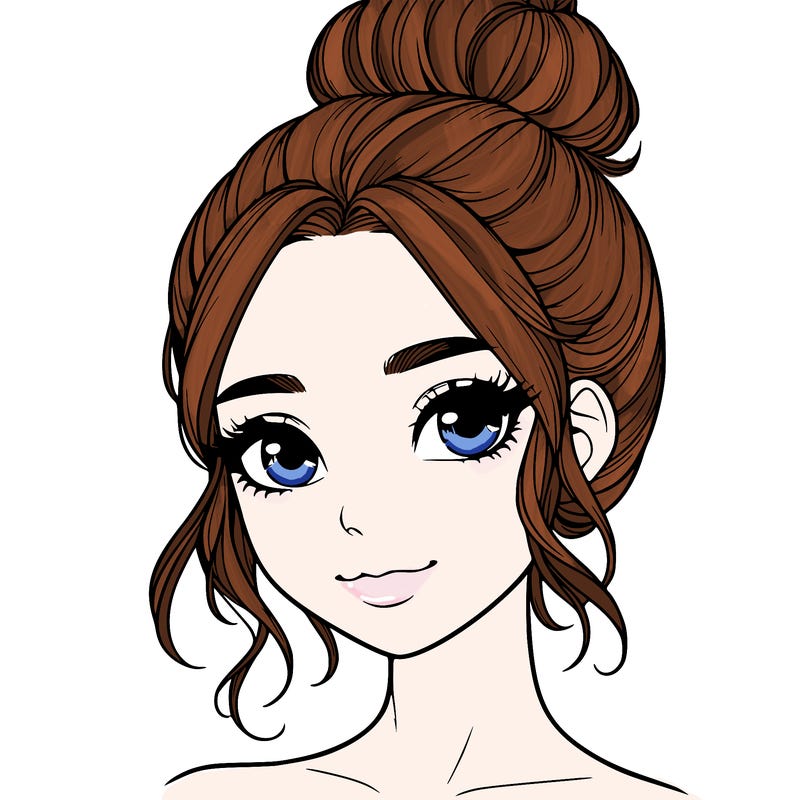 realistic pretty girl with hair in bun