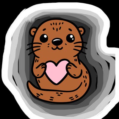 otter with a heart