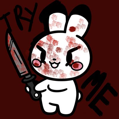 pochacco holding a knife
