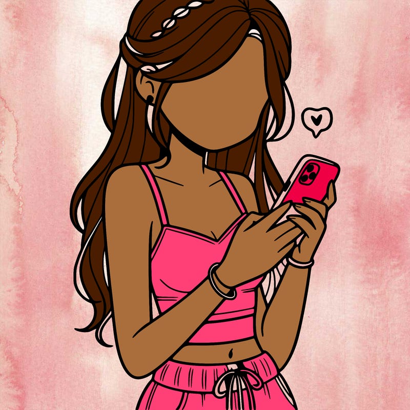 girl with crop top texting on her phone