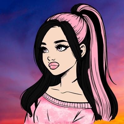 realistic girl with a high ponytail