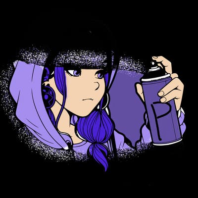 a realistic girl, spray painting