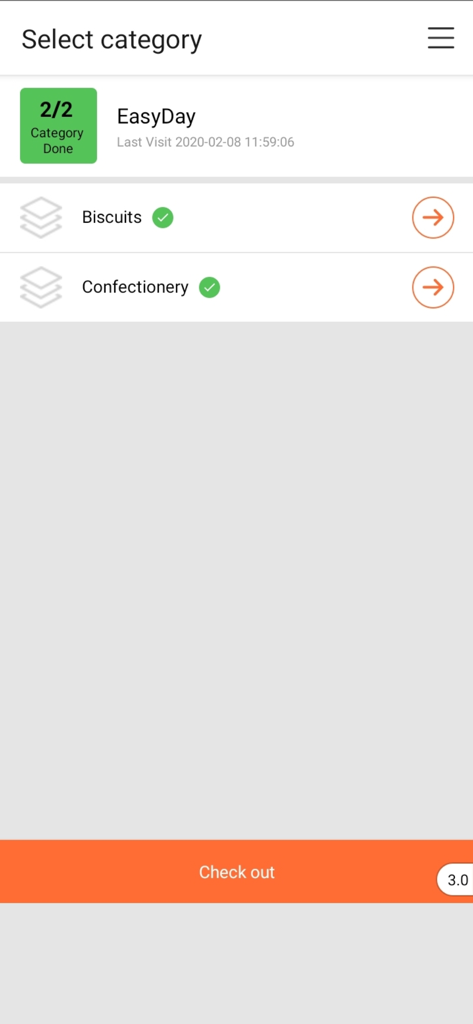 ShelfWatch - ShelfWatch app interface showing completed retail audit categories for biscuits and confectionery