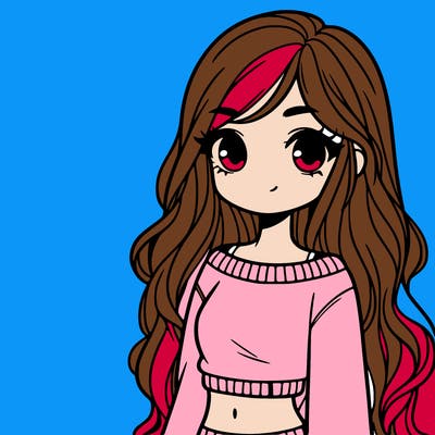 girl with long hair and a crop top with a sweater