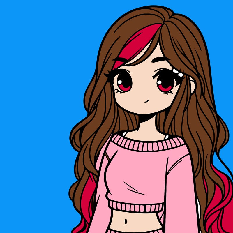 girl with long hair and a crop top with a sweater