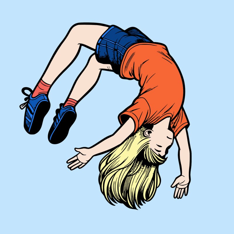realistic girl doing a backflip