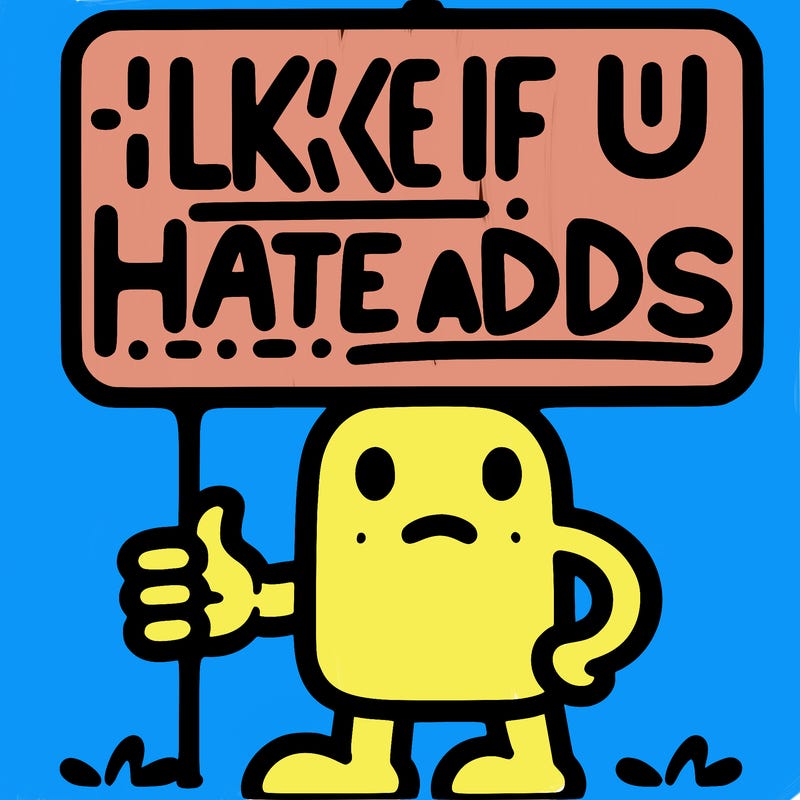 sign that says like if u hate adds