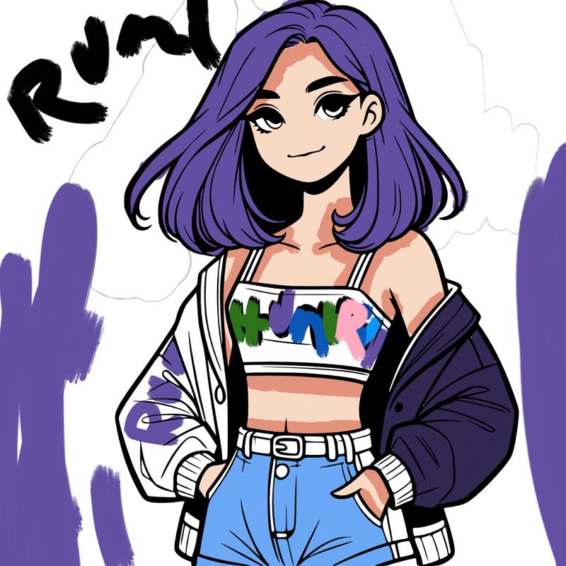a realistic girl with a crop top and short shorts in an open jacket
