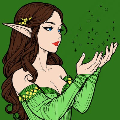realistic elf girl doing magic