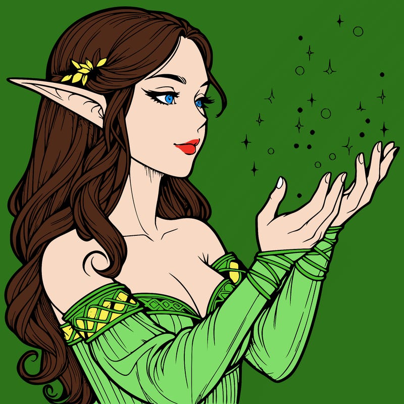 realistic elf girl doing magic