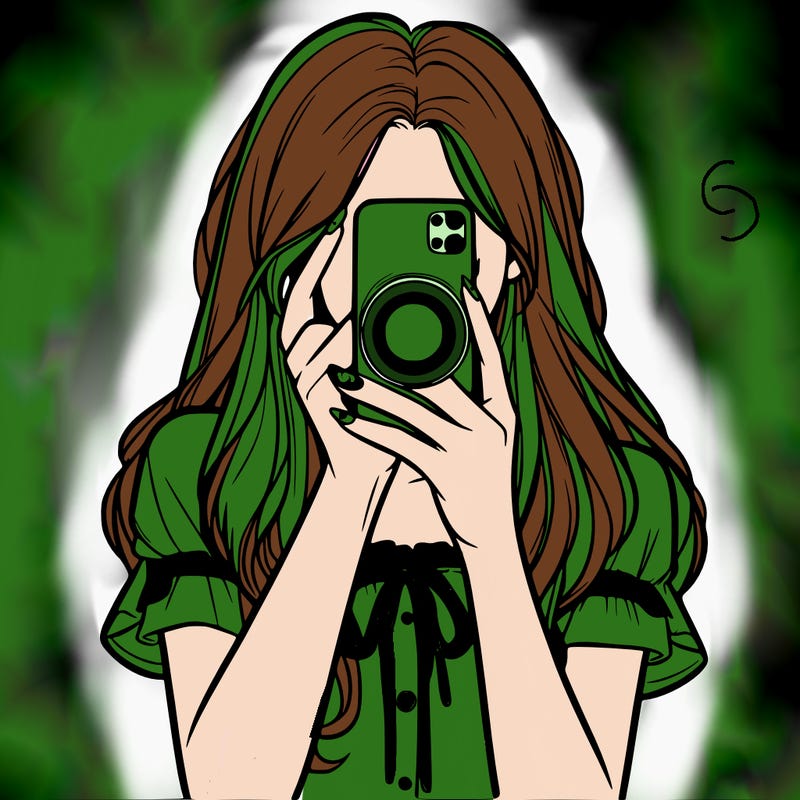 a realistic girl holding her phone taking pictures