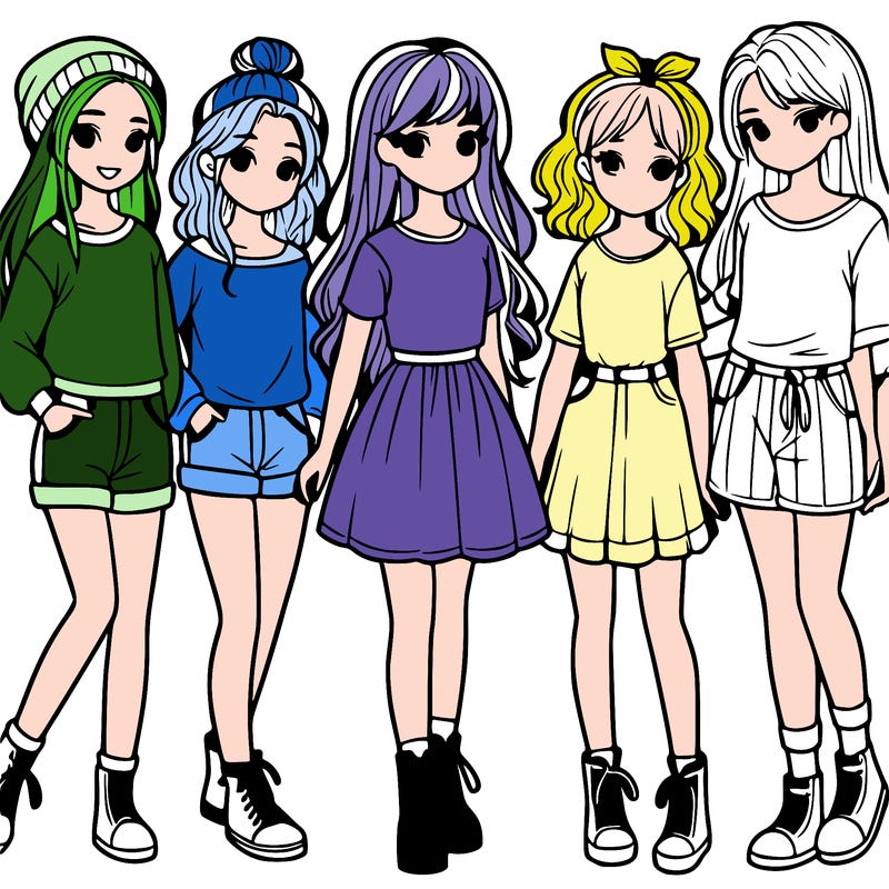 a group of five girls