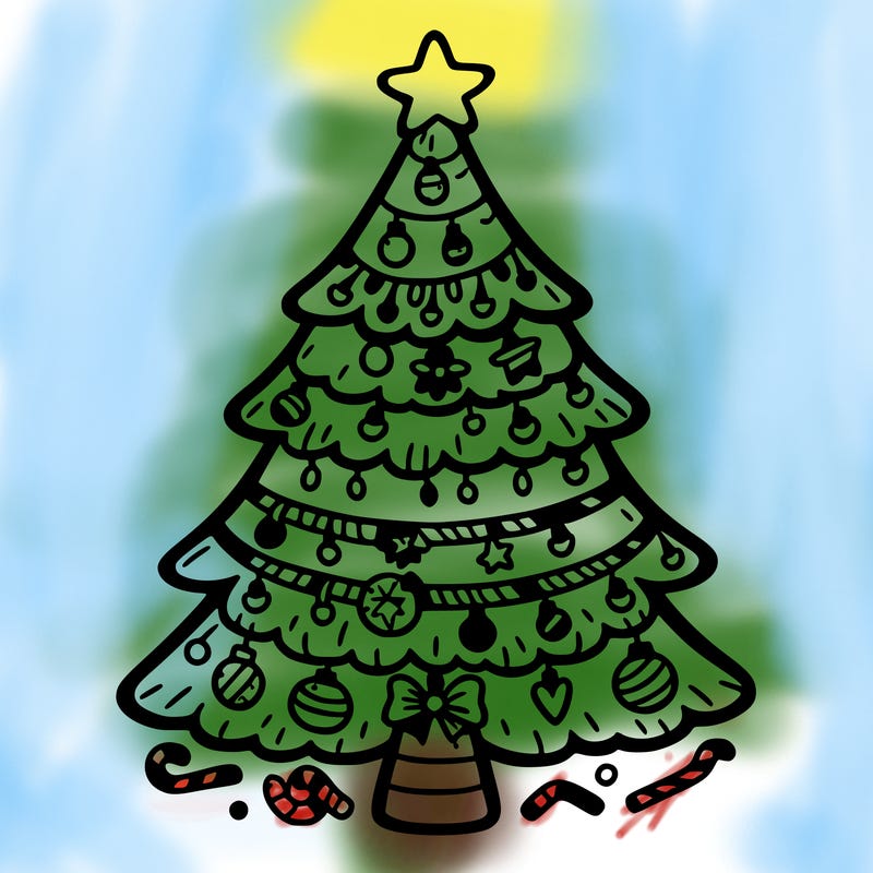 christmas tree with lots of details