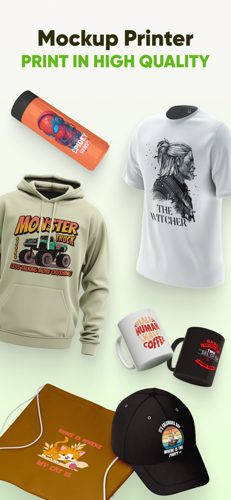 T-Shirt Designer & Printer - シャツ、フーディー、マグカップ、アクセサリーのカスタムアパレルモックアップ