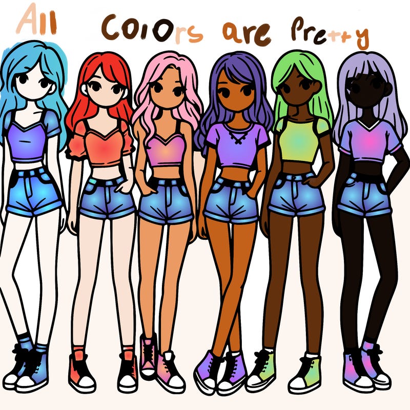 a group of girls wearing crop tops and shorts