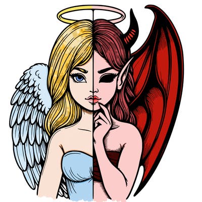 realistic angel half demon