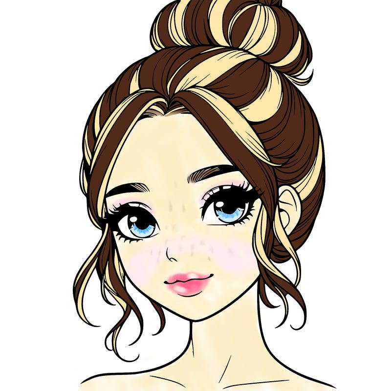 realistic pretty girl with hair in bun