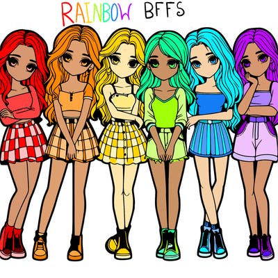 a group of girls realistic