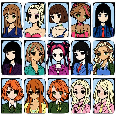 girls that look diffrent anime