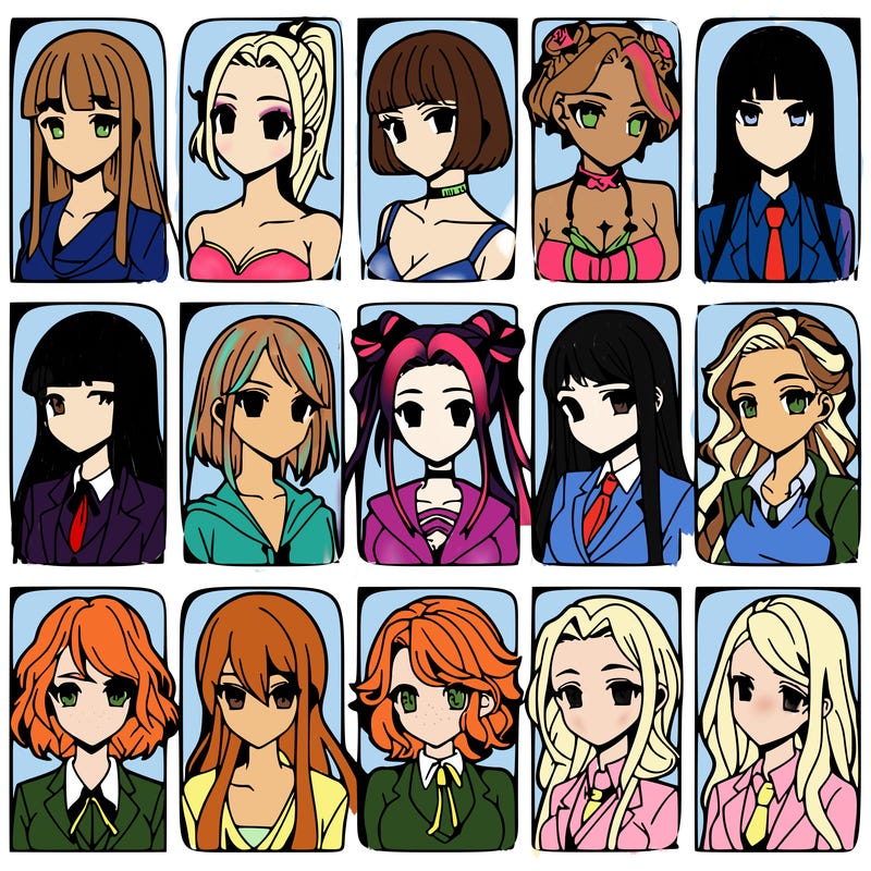 girls that look diffrent anime