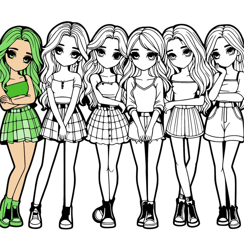 a group of girls realistic