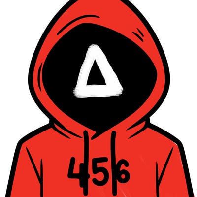 a person with non face waering a hoodie with a 456 symbol