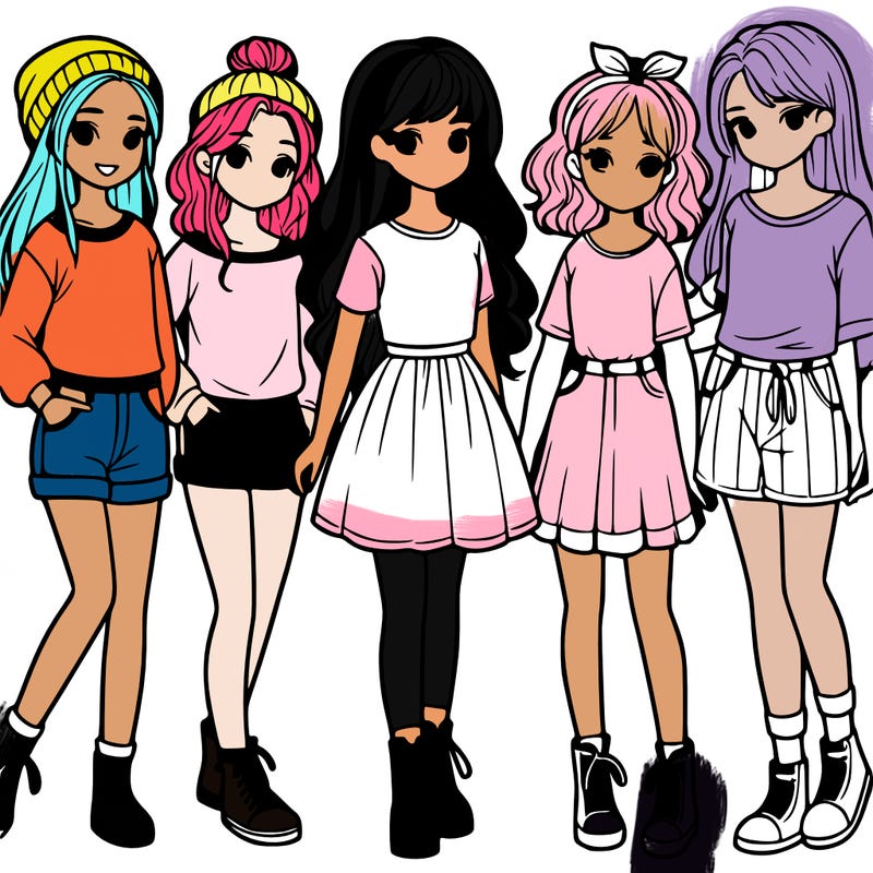 a group of five girls