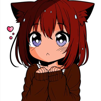 shy anime catgirl