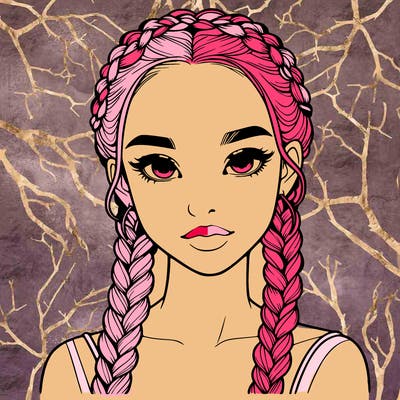 realistic girl with braids