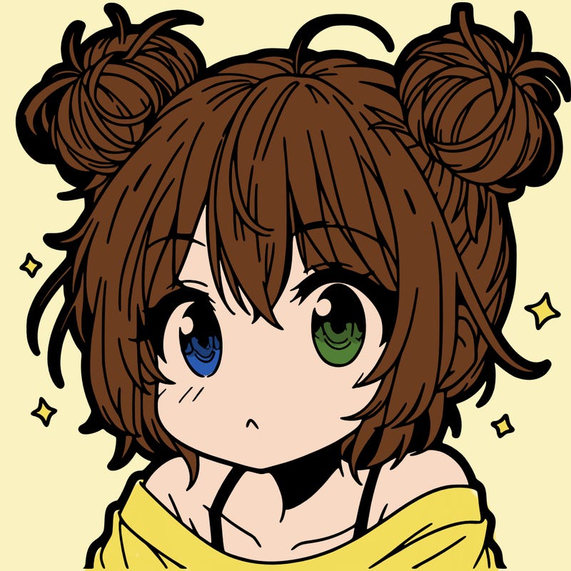 a manga girl with messy small buns