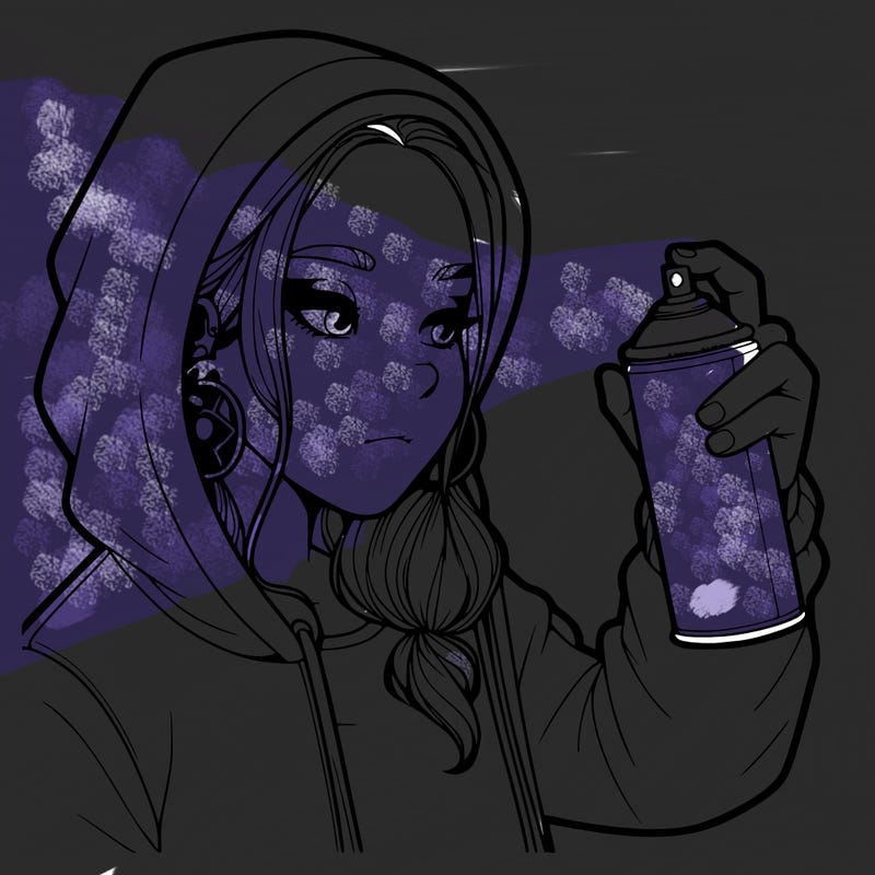 a realistic girl, spray painting