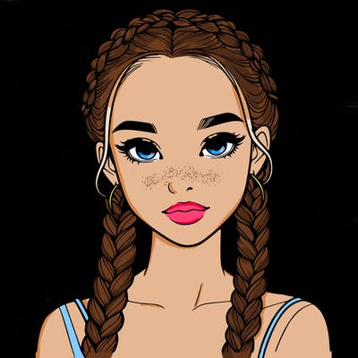 realistic girl with braids