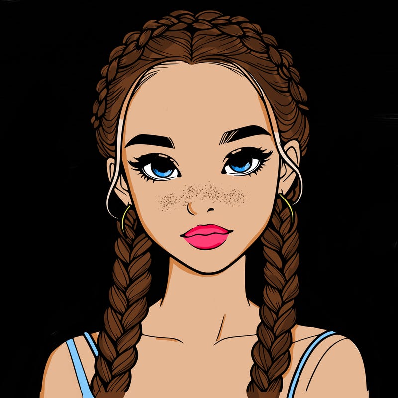 realistic girl with braids