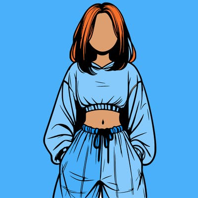 realistic girl faceless with baggy pants and a crop top