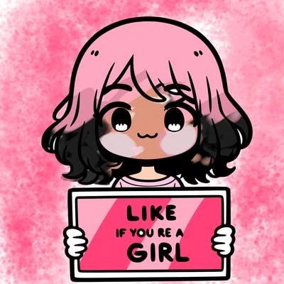 a cute girl holding a sign that says like if you’re a girl