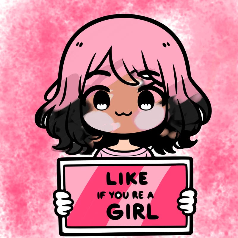a cute girl holding a sign that says like if you’re a girl