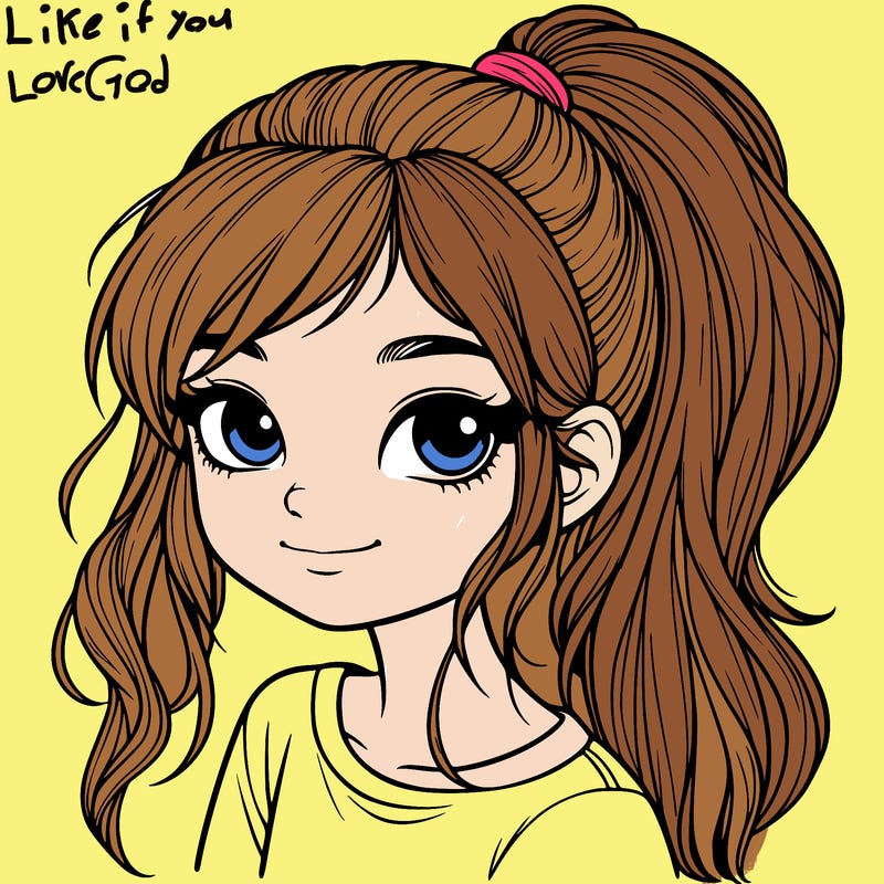 realistic girl with ponytail