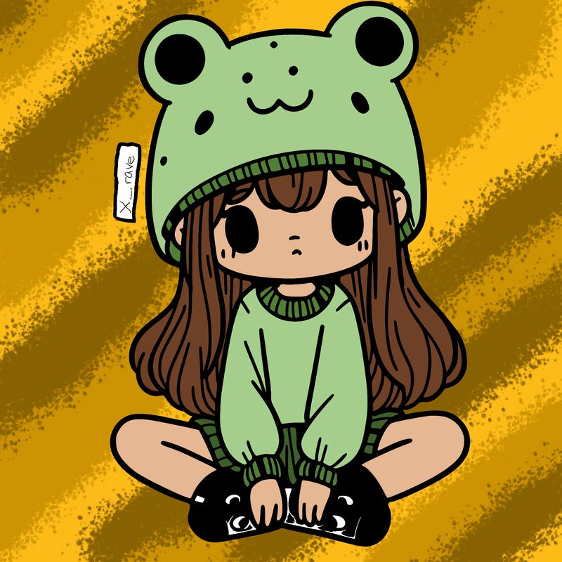 a girl wearing a frog hat and some frog socks